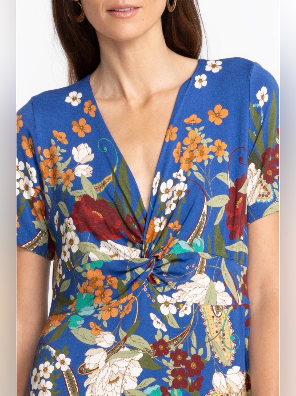 Johnny Was Tee Bee Twist Front Swing Dress Size Medium NEW Floral Soft Midi - Picture 10 of 14
